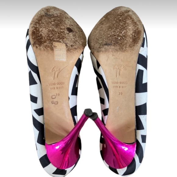 Giuseppe Zanotti Geometric 80s Inspired Retro Peep Toe Pumps Heels - Picture 7 of 10
